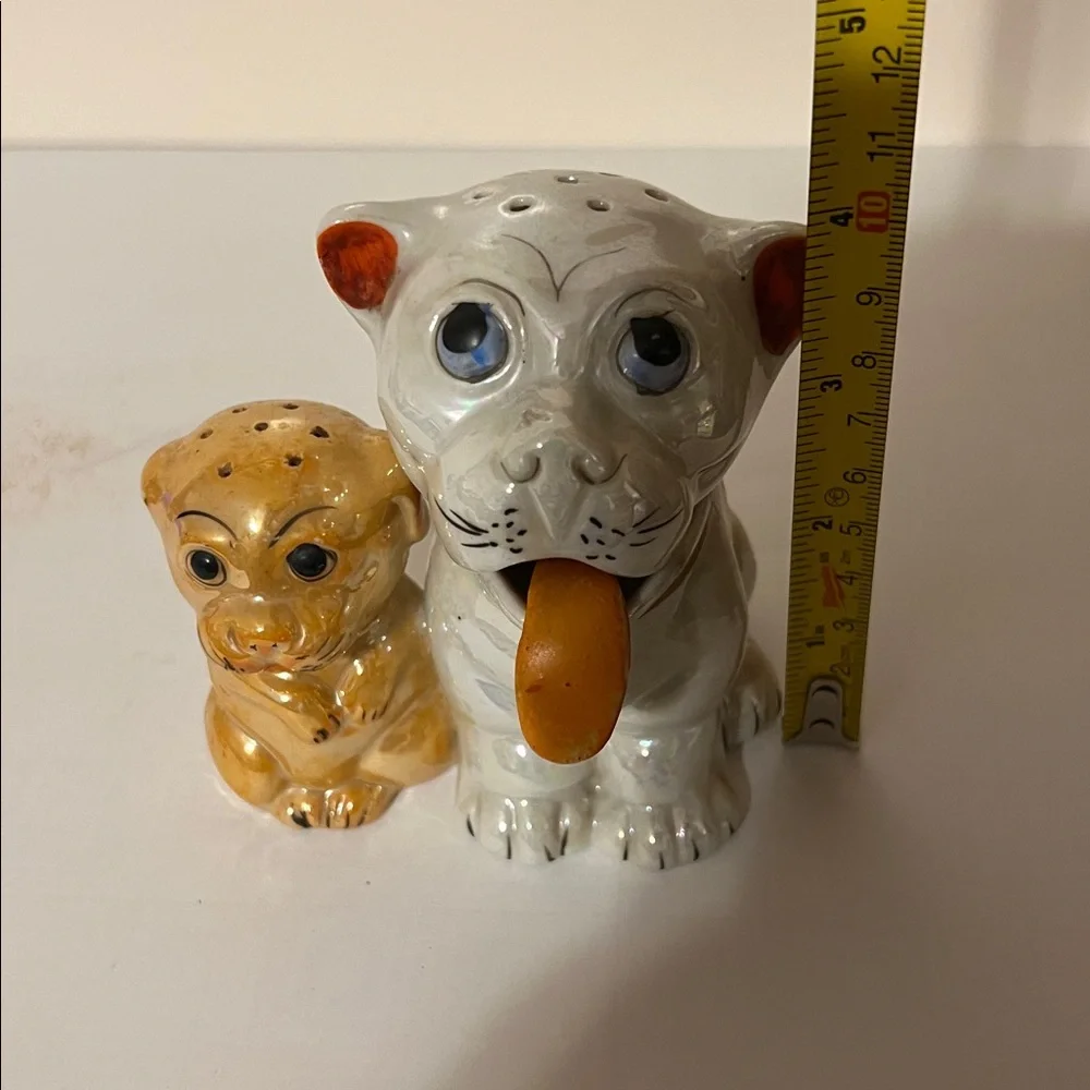 Vintage Bonzo Dog and Puppy Salt and Pepper Shakers and Condiment set 1930s